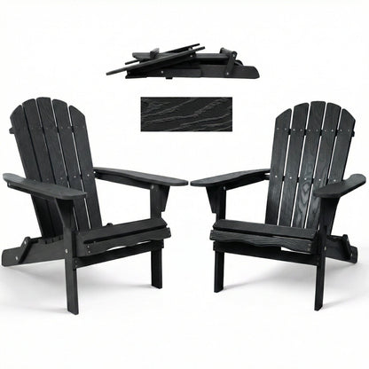 Folding Adirondack Lounge Chair With Embossed Grain Texture