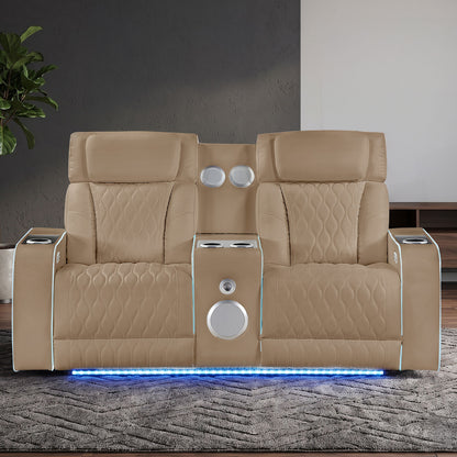 Electra - Power Reclining Loveseat With Power Headrests, Console, Speakers, Massage, LED Lighting And USB Control