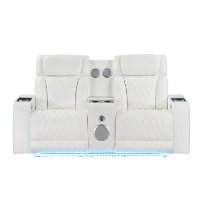 Electra - Power Reclining Loveseat With Power Headrests, Console, Speakers, Massage, LED Lighting And USB Control