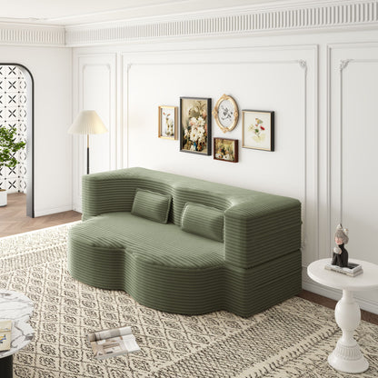 Convertible Foam-Filled Sleeper Sofa Bed With 2 Pillows