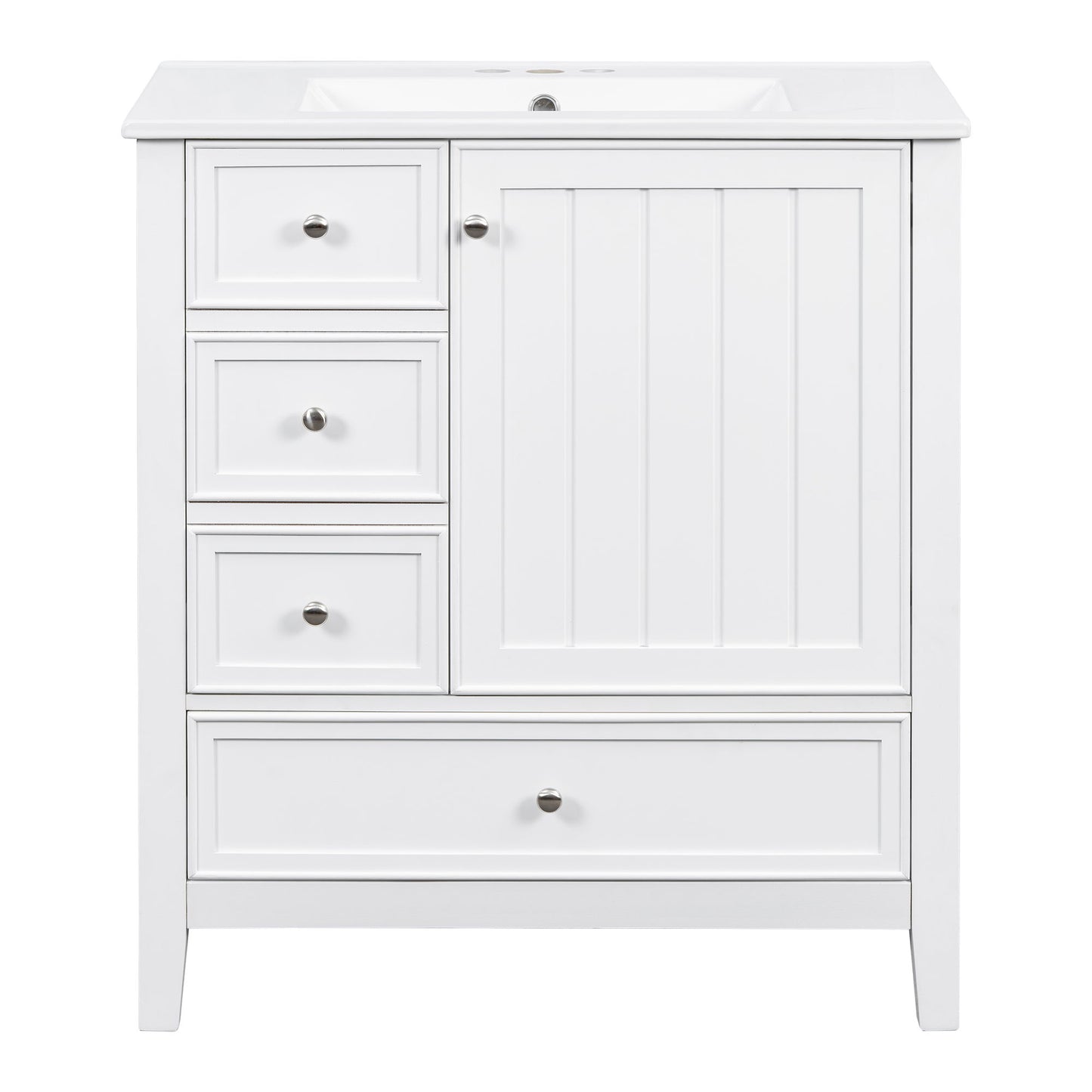Modern Bathroom Vanity With Sink, 1 Cabinet & 3 Drawers