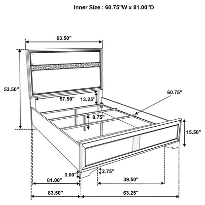 Modern Bedroom Set With Upholstered Headboard And Textured Storage