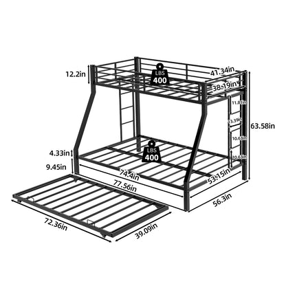 Bunk Bed For Kids, Convertible Frame With Ladders & Guardrail