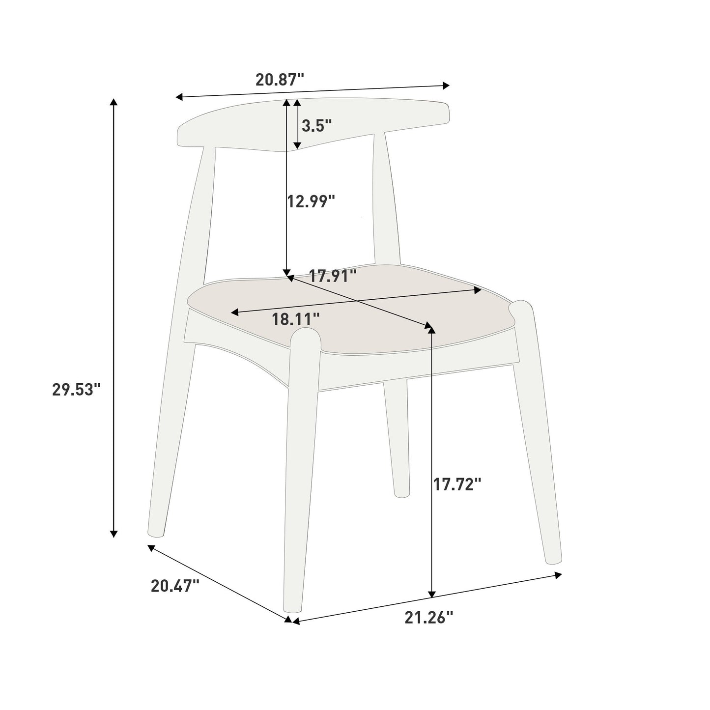 Dining Chairs With Ergonomic Backrest (Set of 2)