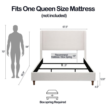 Hayden - Upholstered Wingback Bed With Tall Headboard
