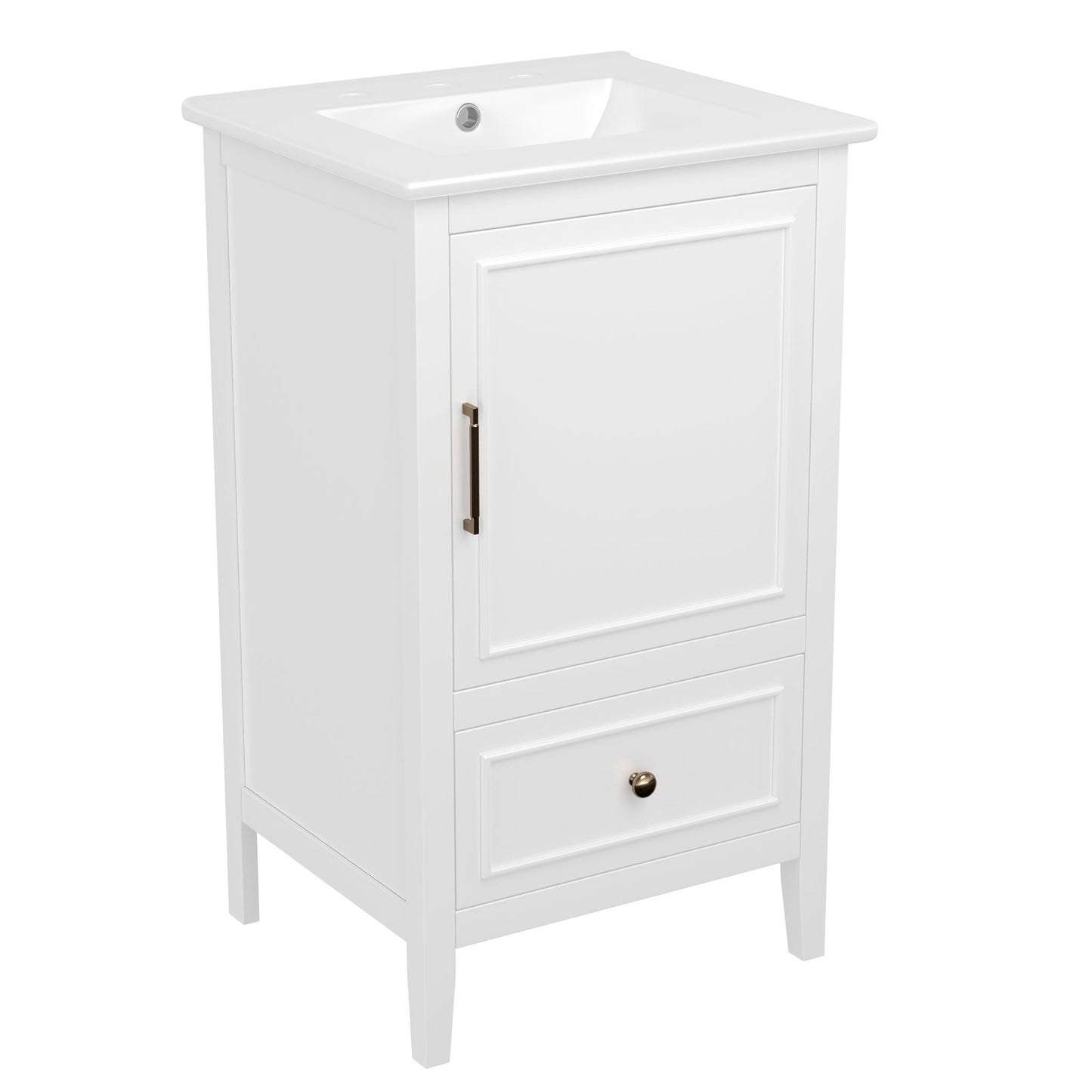 Modern Bathroom Vanity With Sink, Cabinet Storage, Drawer & Adjustable Feet