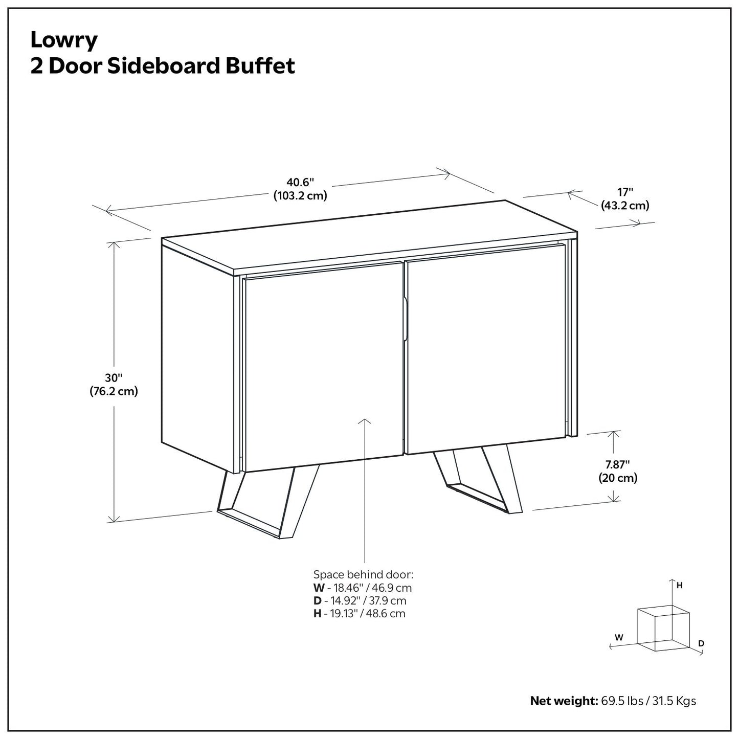 Lowry - 2 Door Sideboard Buffet - Brown