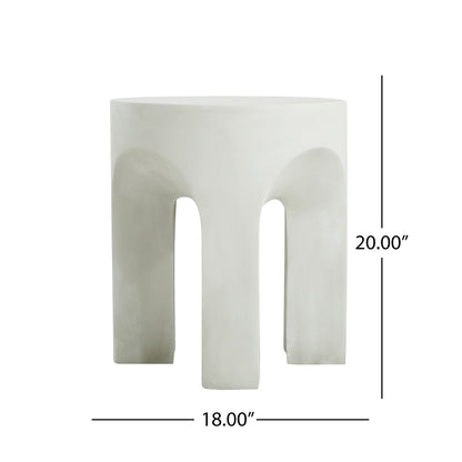 Outdoor Round Top Side Table / End Table, Living Room Accent Table - Antique White
