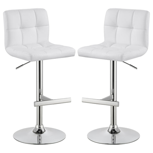 Lenny - Upholstered Adjustable Bar Stool (Set of 2) - White
