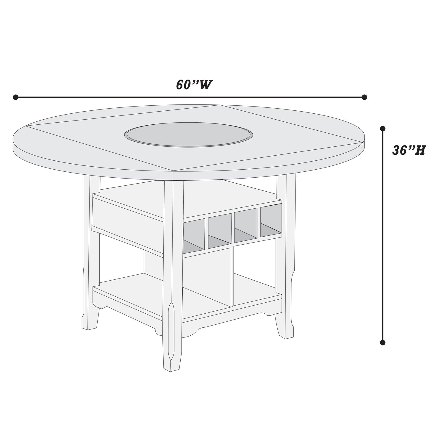 Contemporary Counter Height Dining Set With Built In Lazy Susan