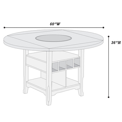 Contemporary Counter Height Dining Set With Built In Lazy Susan