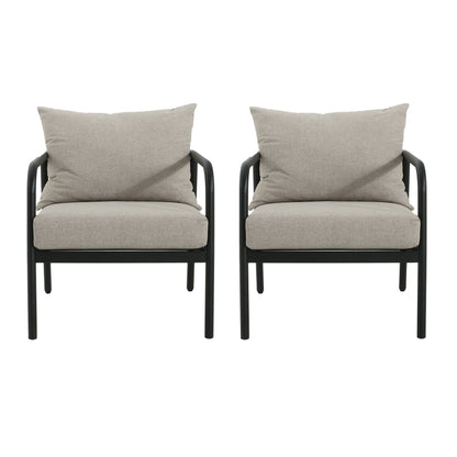 Leora - Modern Minimalist Round Tube Sofa Chair With Cushions - Beige / Black