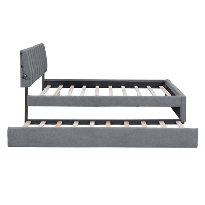 Upholstered Platform Bed With Trundle