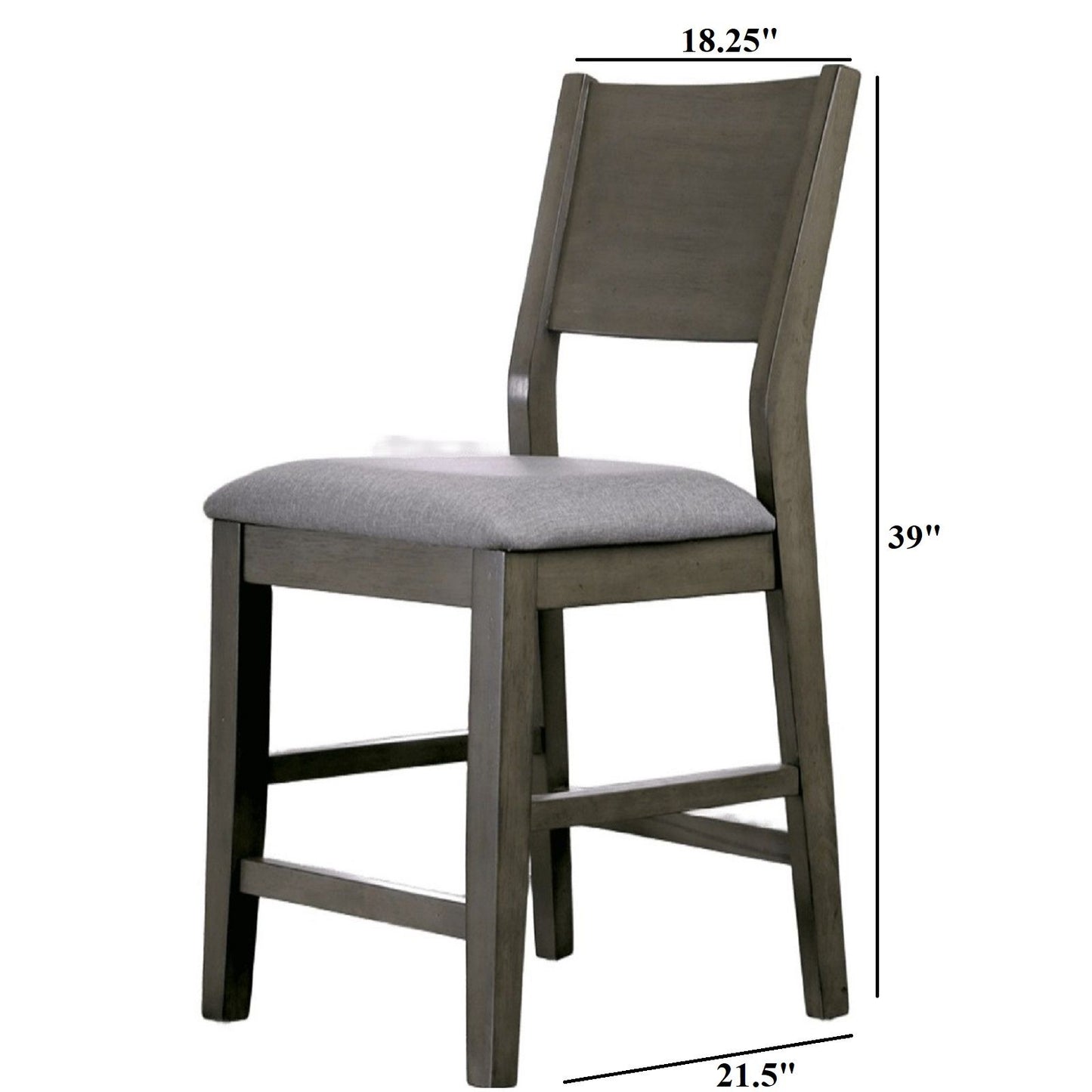 Padded Fabric Seat Panel Back Counter Height Dining Chairs (Set of 2) - Gray / Light Gray