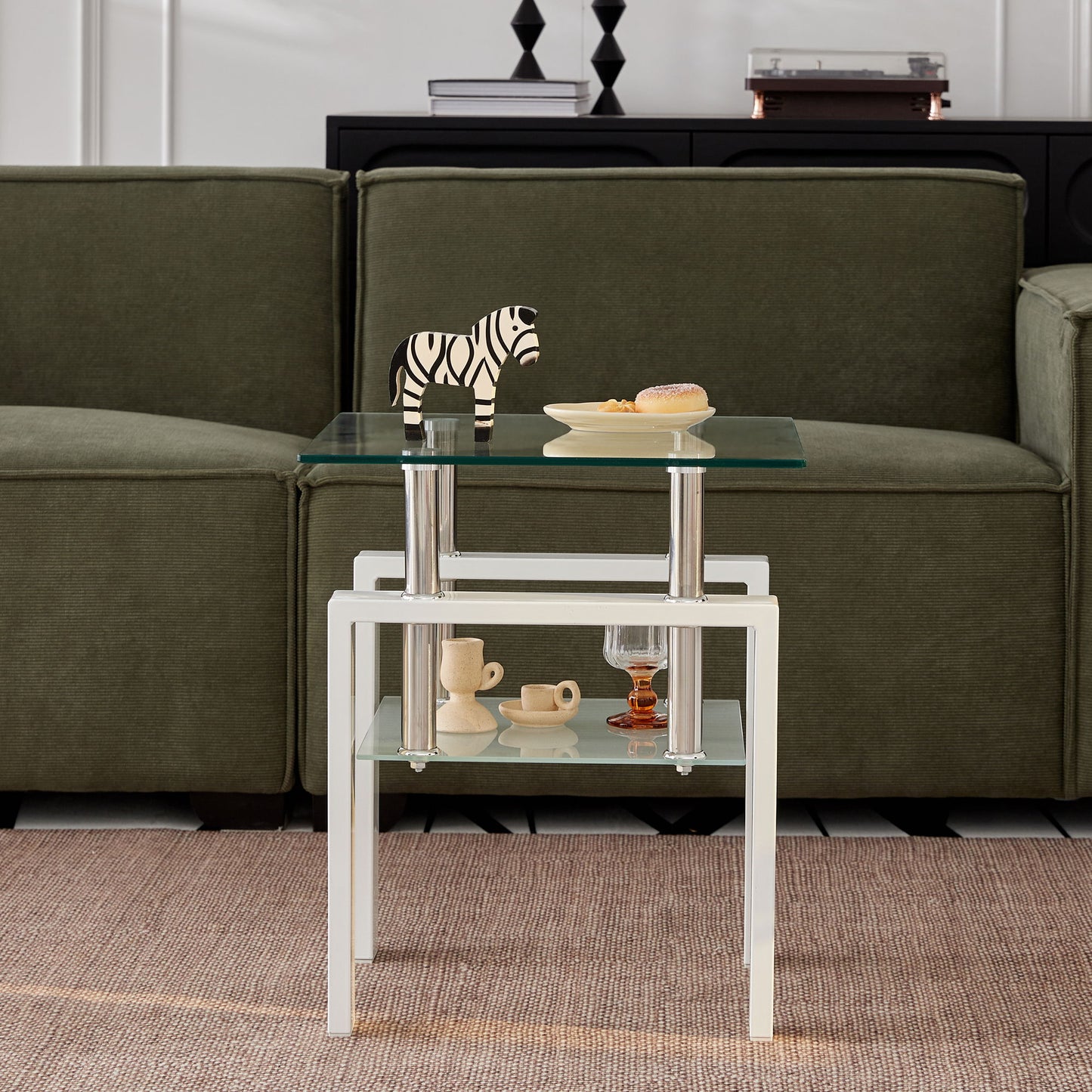 Tempered Glass Table With Storage