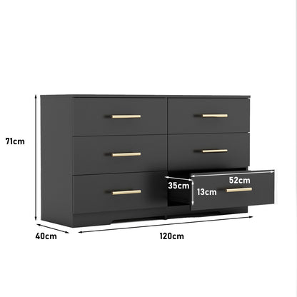 Large 6 Drawers Chest Of Drawer Dressers Table With Handle