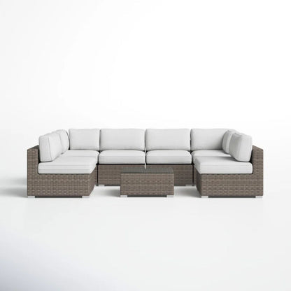 Seating Set With Cushions Handcrafted Wicker Design