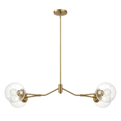Jewel - 4 Lights Chandelier Ceiling Hanging Light Fixture - Clear / Gold