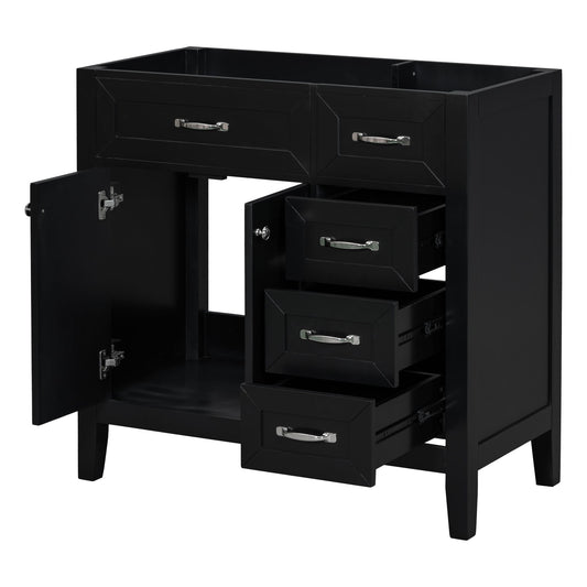 Modern Bathroom Vanity Base Only, 2 Doors And 3 Drawers