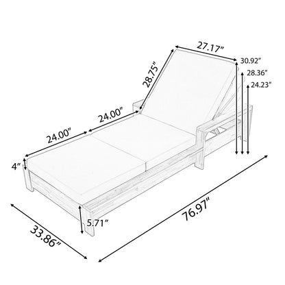 Chaise Lounge With 3 Fold Cushion Set, 3 Position Adjustable Backrest