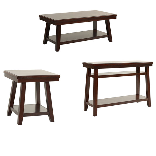 3 Piece Occasional Table Se, Coffee Table, End Table & Sofa Table - Walnut
