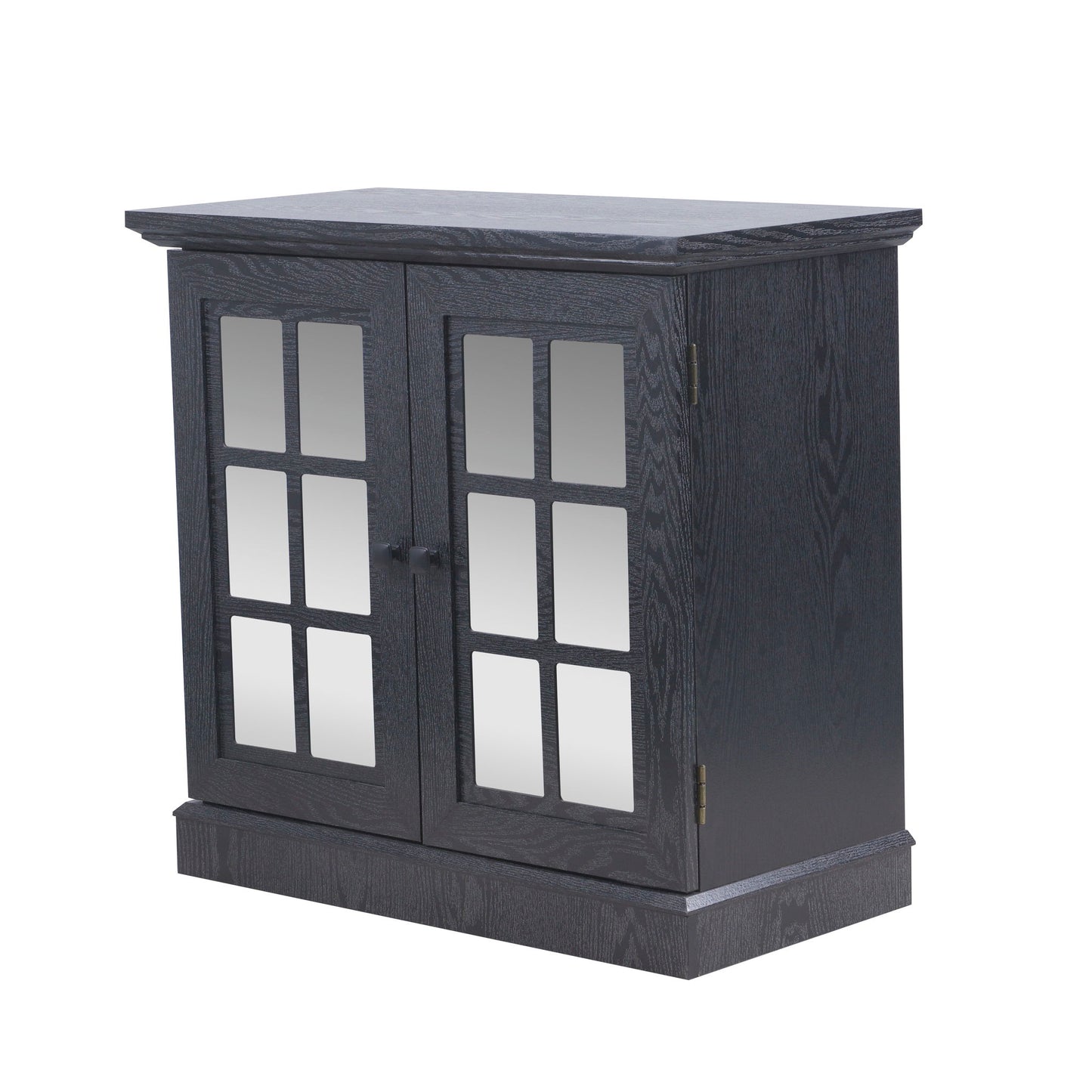 Sideboard Cabinet With Mirrored Doors, Adjustable Shelf, Metal Handles