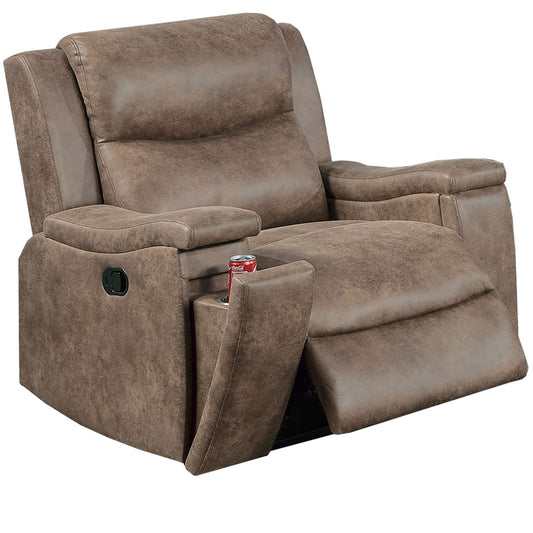 Manual Recliner With Hidden Cup Holder, Padded Seat And Backrest - Auburn