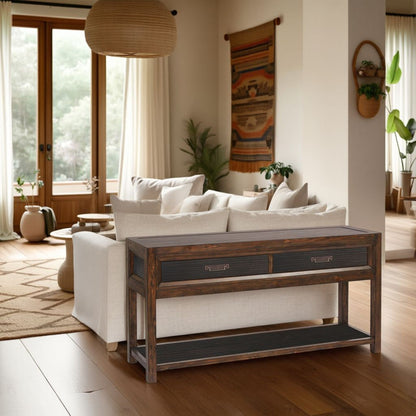 2 Drawer Sofa Table, 2 Tone - Brown