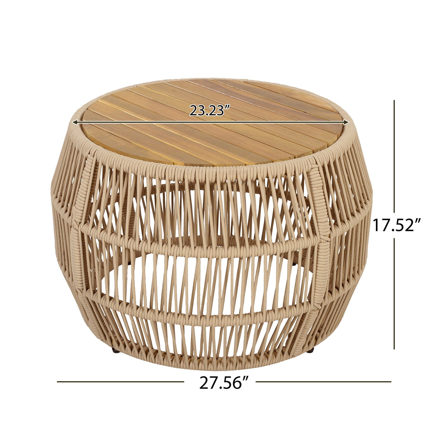 Round Side Table With Rope Frame
