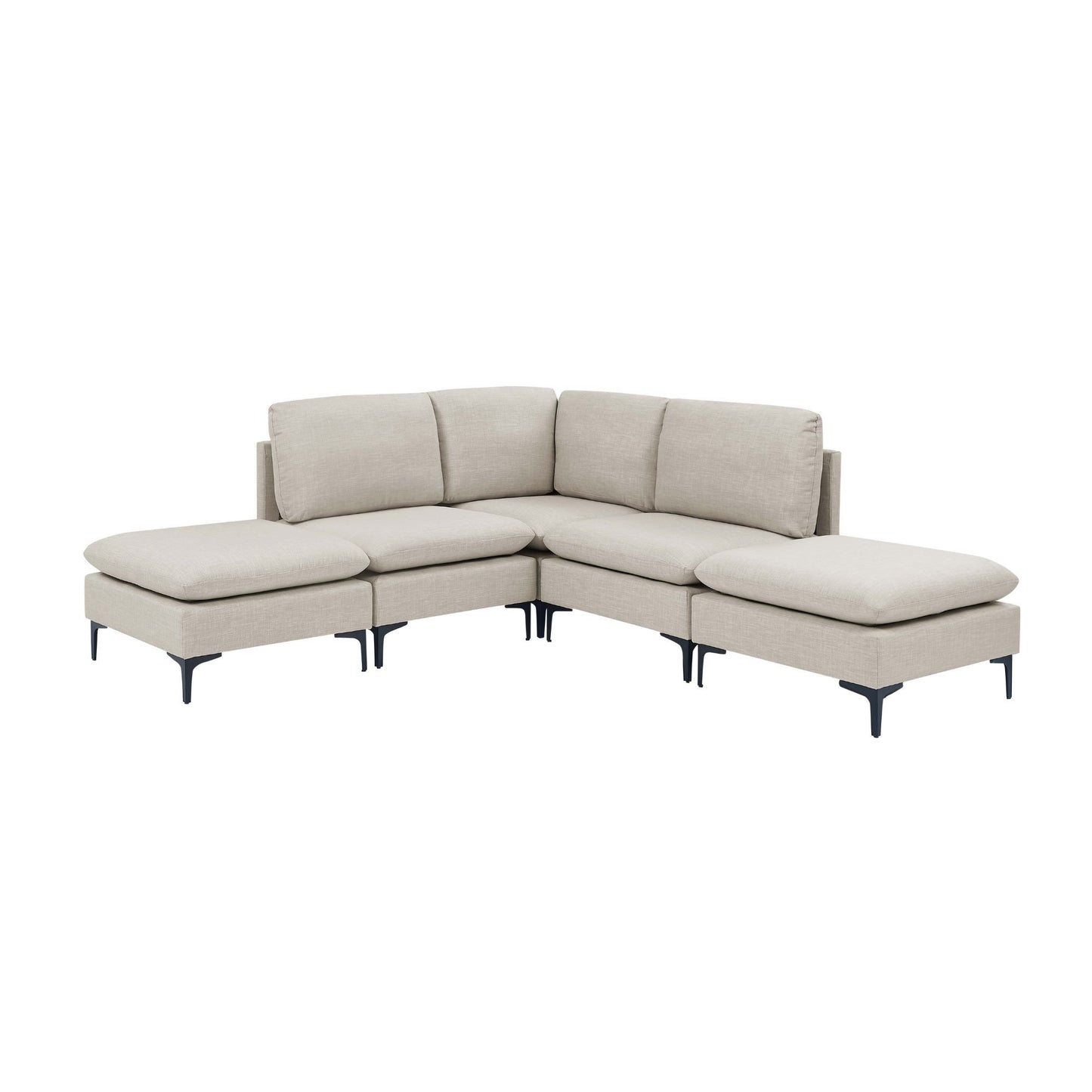 Upholstered Modular Sectional With Tall Legs, Medium Firm Seat