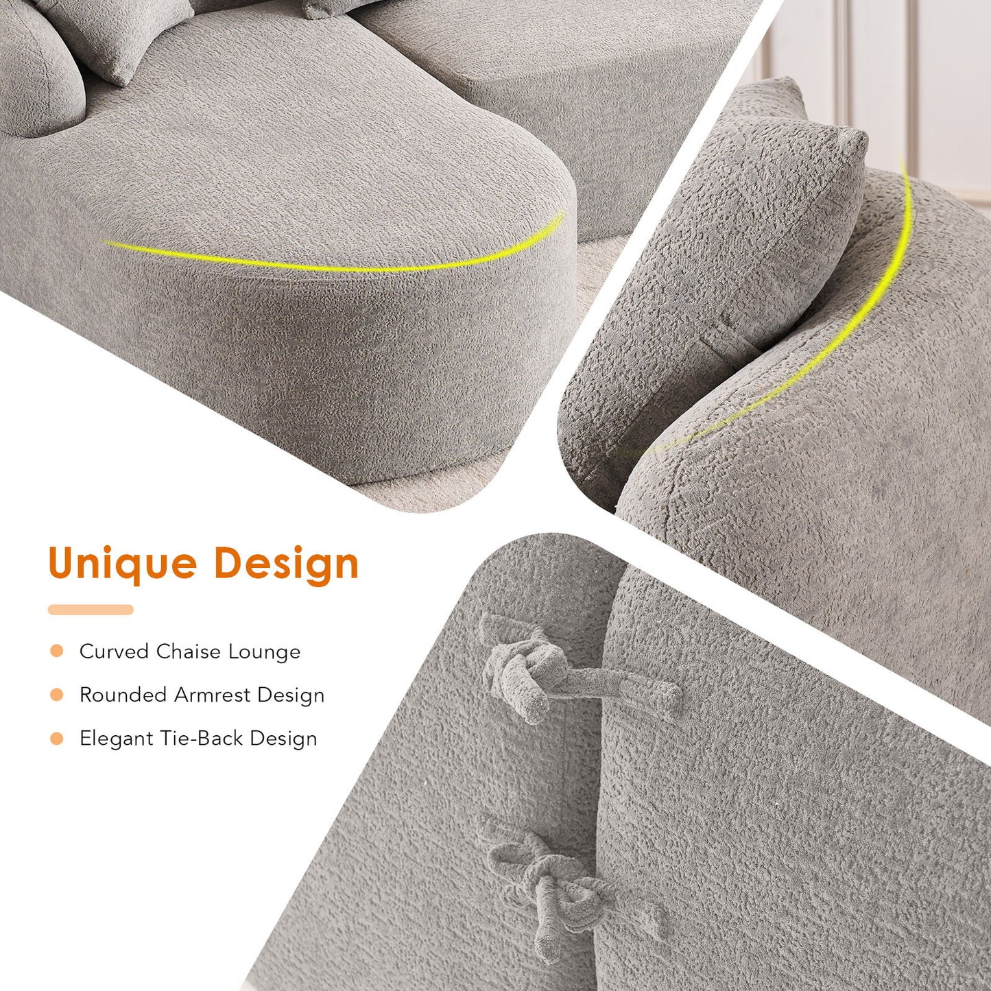 Combined Sofa With 4 Pillows
