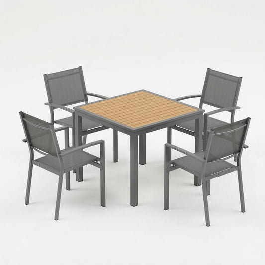 5 Piece Patio Dining Set, Table And Chairs For Outdoor Use - Gray