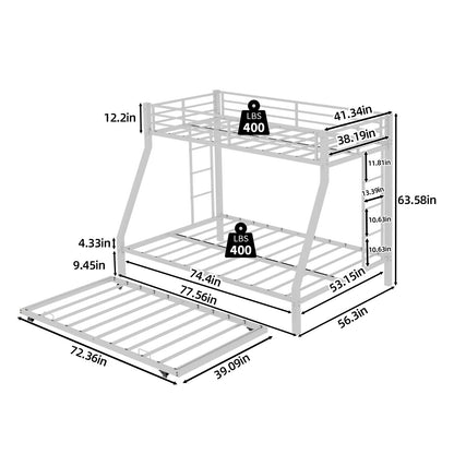 Bunk Bed For Kids, Convertible Frame With Ladders & Guardrail