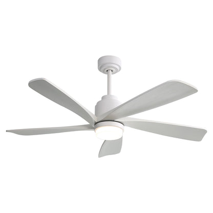 52" Ceiling Fan With Dimmable LED Light, 5 Blades, Reversible DC Motor, Smart Remote Control - White