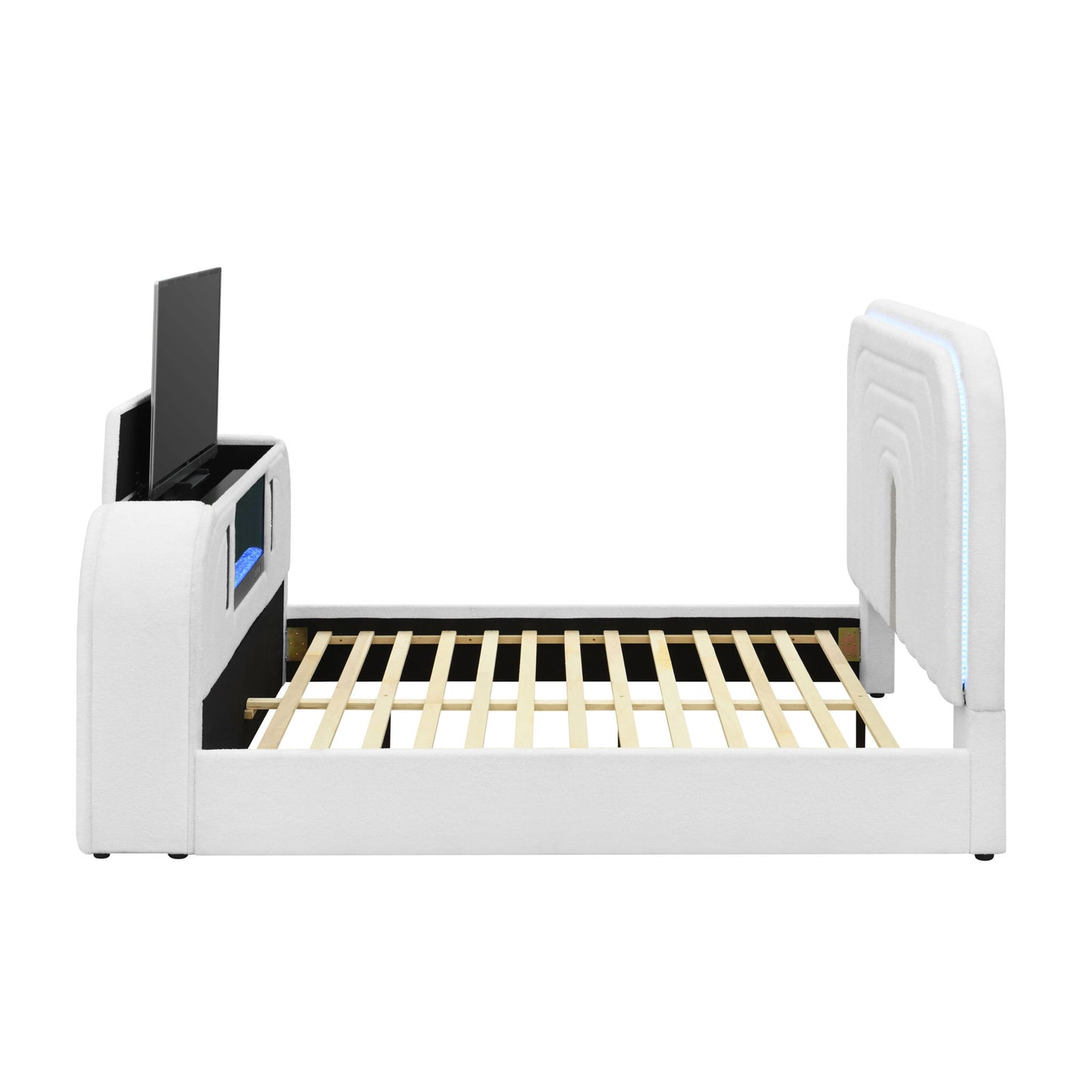 Shelyn - Bed With LED, TV Stand, Fireplace & Bluetooth