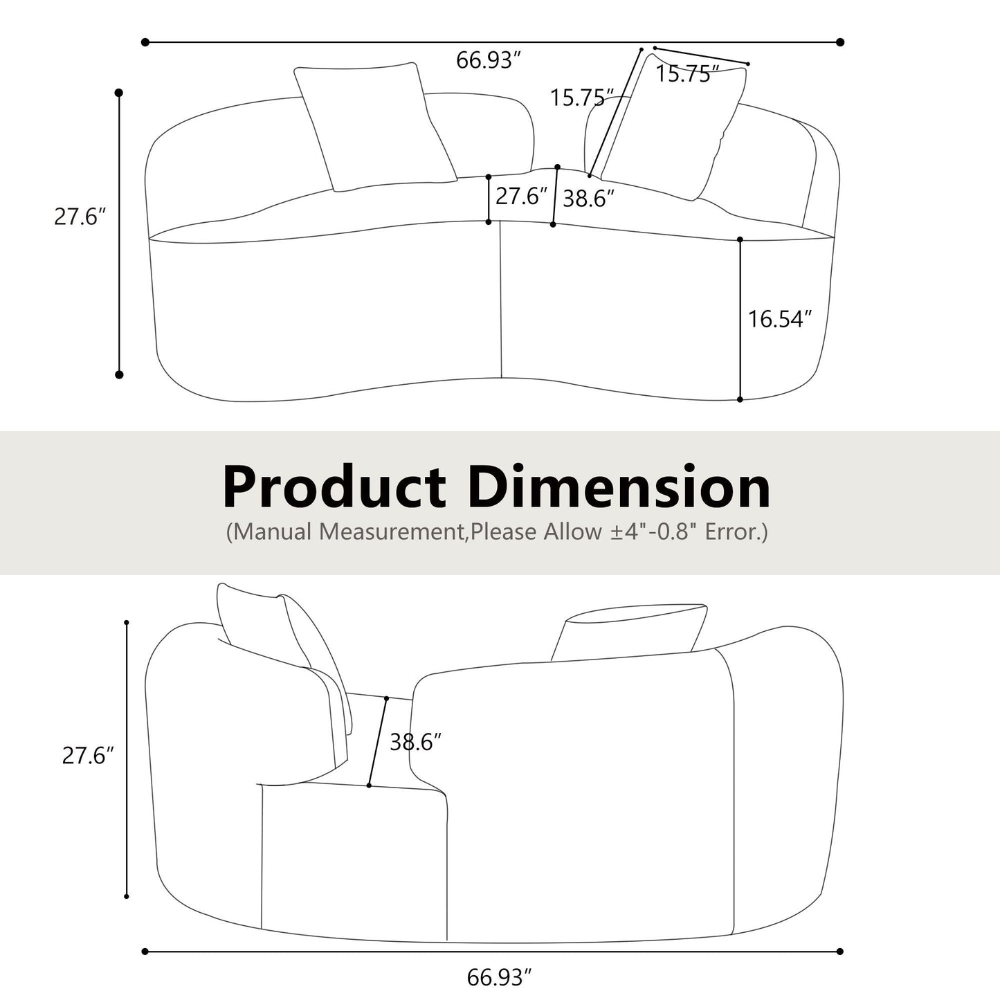 Modern Curved Loveseat