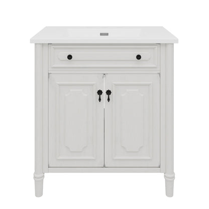 Vintage Bathroom Vanity With Sink, Rustic Cabinet With Soft Close Doors
