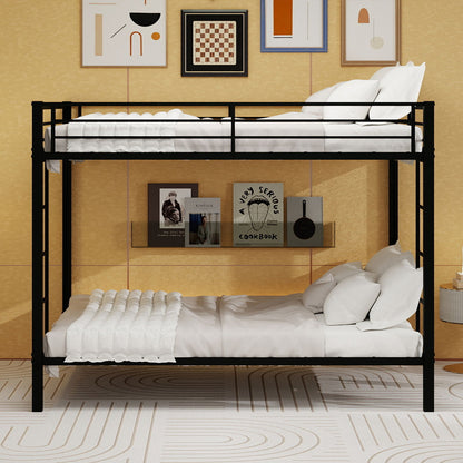 Bunk Bed For Kids, Convertible Frame With Ladders & Guardrail
