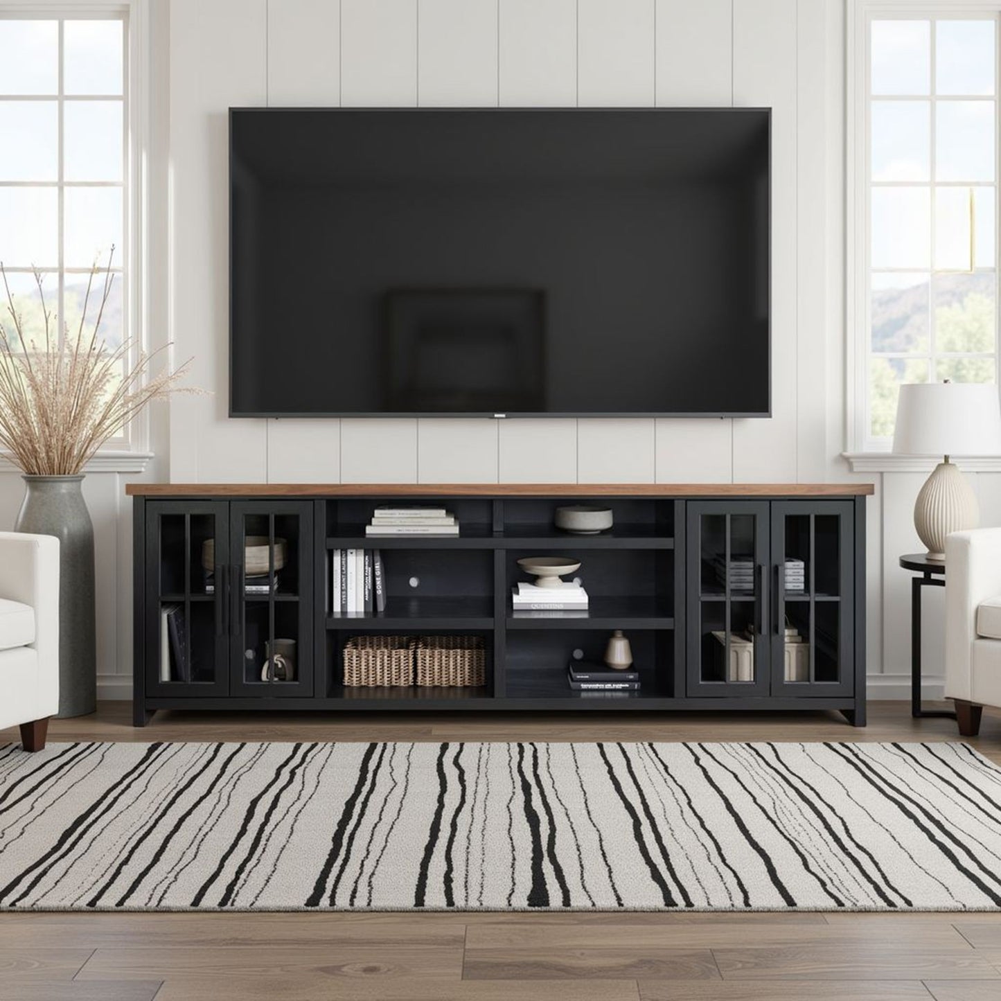 TV Stand Console For TVs Up To 100" - Black / Whiskey