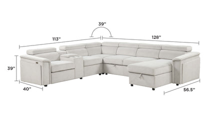 Harvey - Power Recliner Sectional Sleeper - Beige