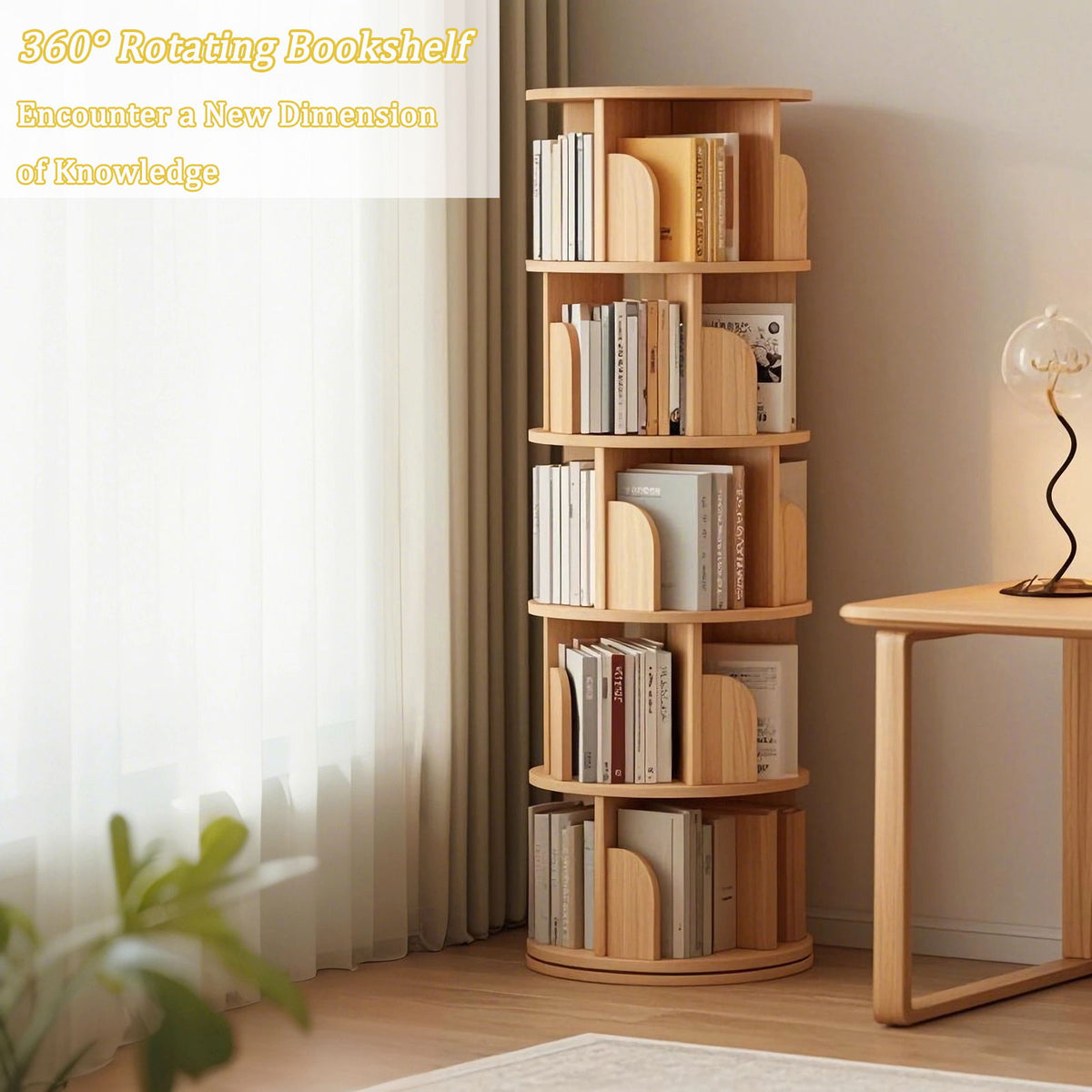 5 Tier Rotating Bookshelf, Spinning Design