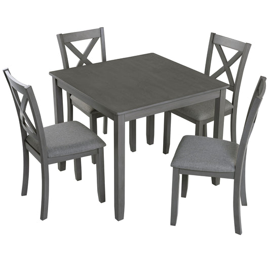 5 Piece Dining Table Set With 4 Chairs For Kitchen - Gray