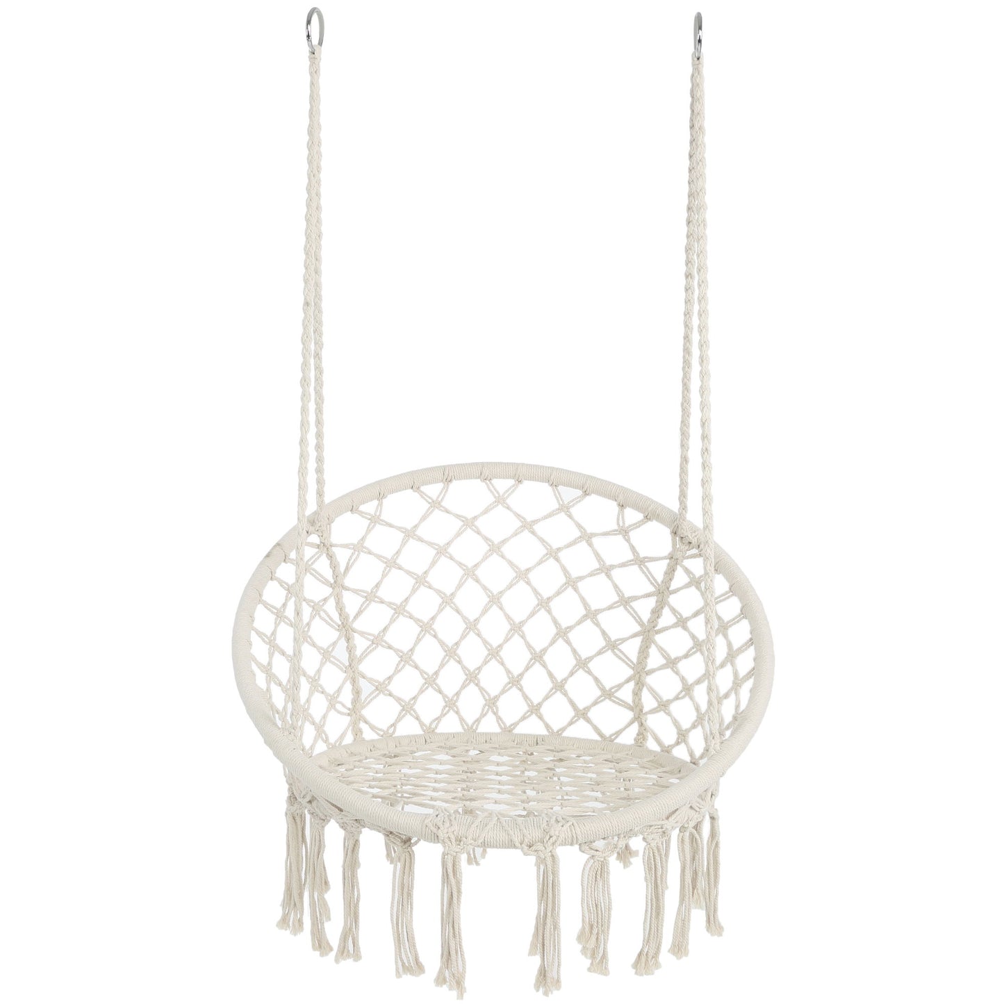 Macrame Hanging Hammock Chair, Rope Swing For Indoor And Outdoor Use