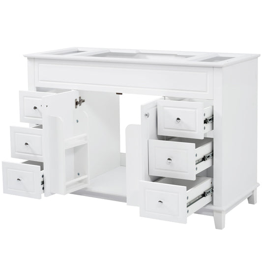 Bathroom Vanity Cabinet Only, 6 Soft Close Drawers & Double Doors - White
