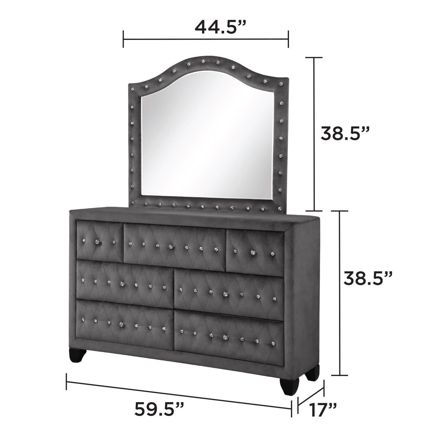 Sophia - Tufted Mirror - Gray