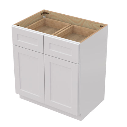 Shaker Base Cabinet With Soft Closing Drawer Double Door And Adjustable Shelf - White