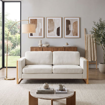 Modern Sofa With Solid Wood Legs, 3 Seater