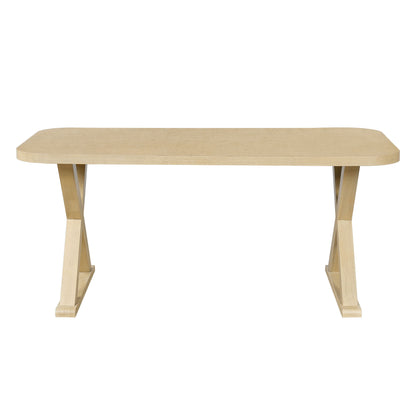 Dining Table With X-Shaped Legs, Rectangular Indoor - Natural