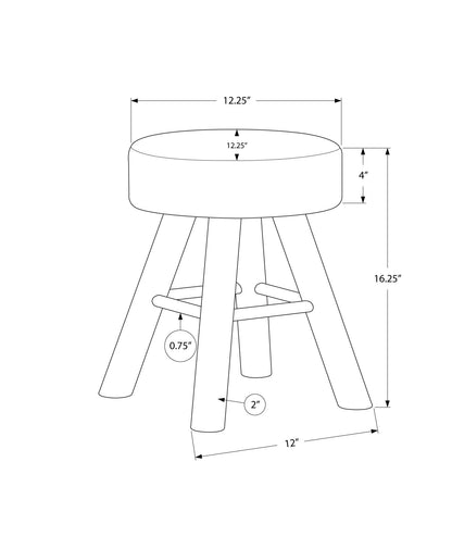 Ottoman, Pouf, Footrest, Foot Stool, Round, Natural Wood Legs, Contemporary, Modern