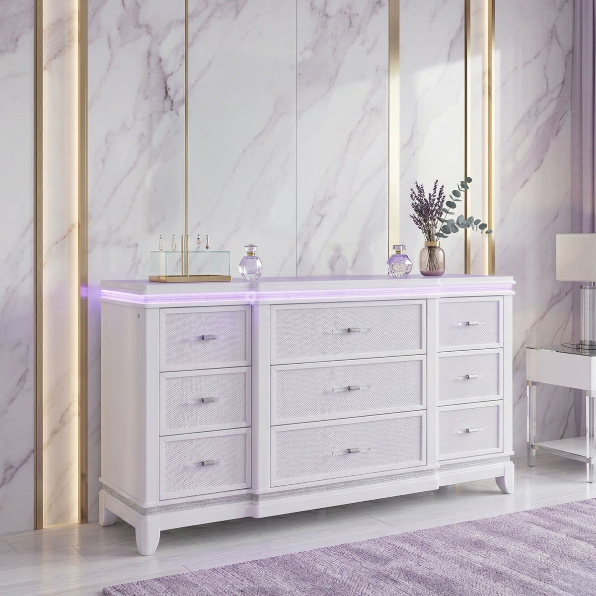 9 Drawer Dresser - White